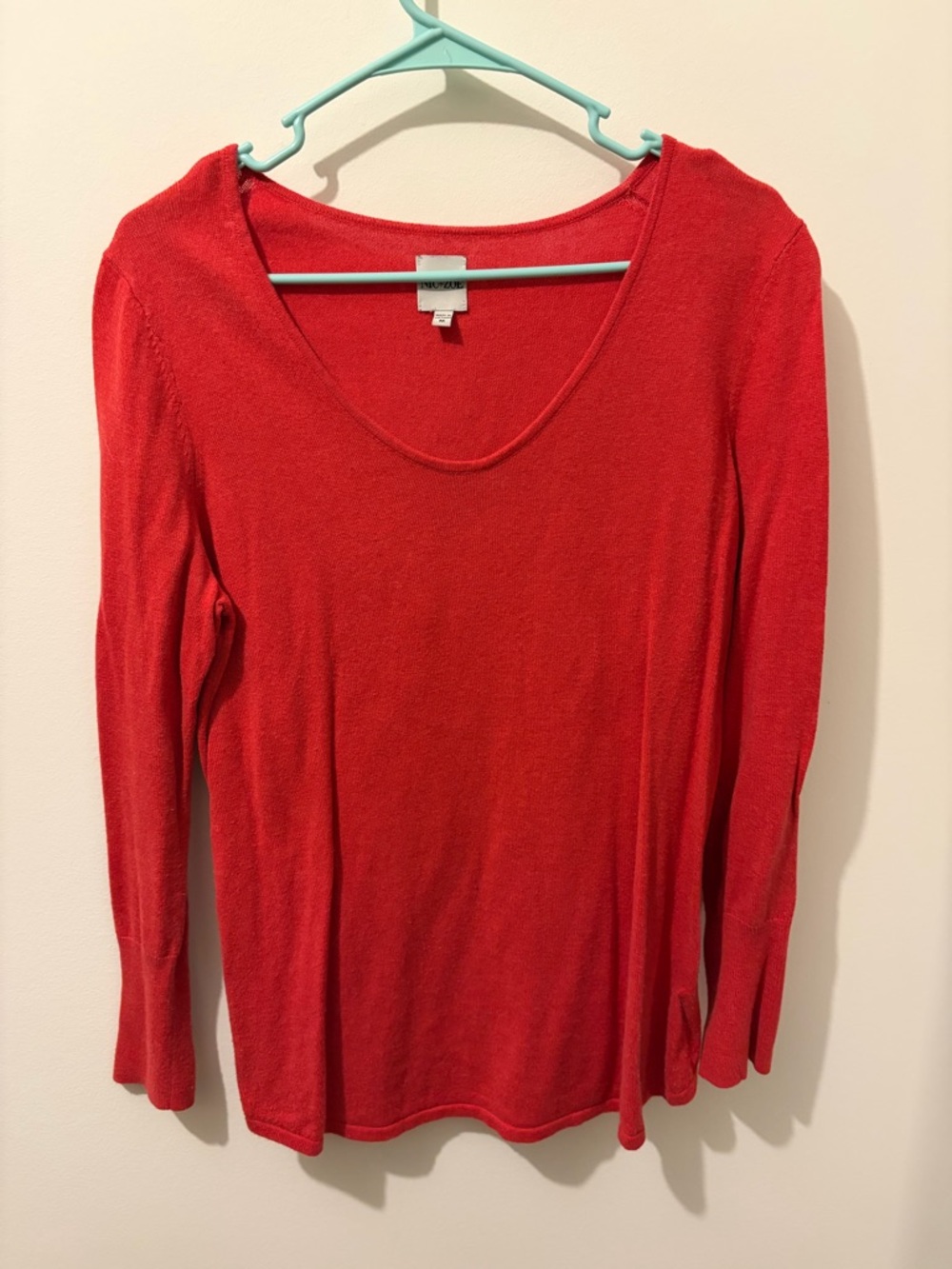 NIC+ZOE Coral Scoop Neck Long Sleeve Top